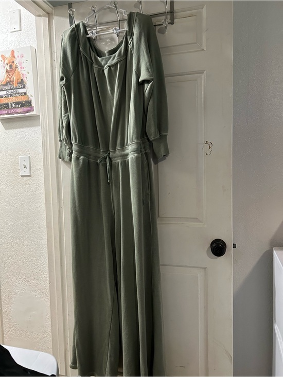 Free People Pants - Free People Olive Green Wide-Leg Jumpsuit